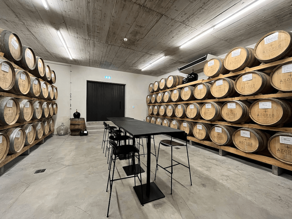 azores wine company barrels room