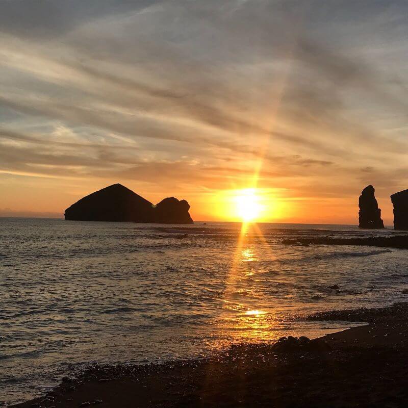 sunset praia mosteiros sao miguel island