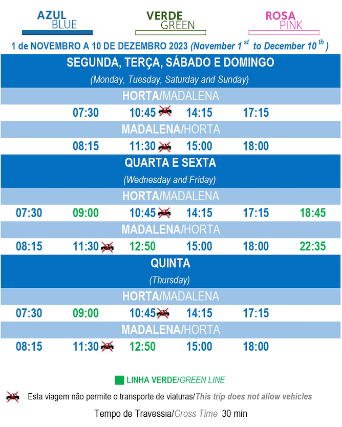 azores ferries blue line schedule