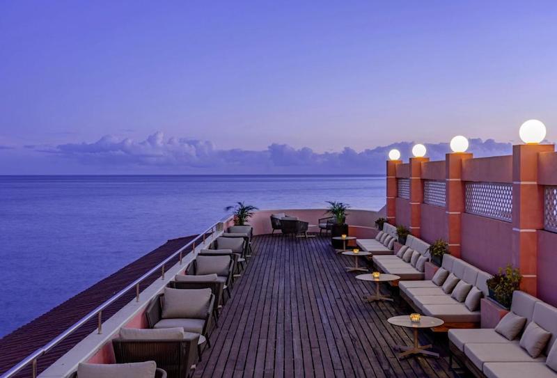 terrace overlooking ocean terceira mar hotel