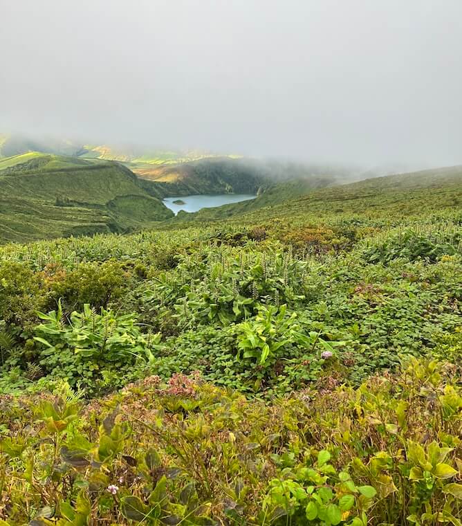 beautiful crater lake flores azores