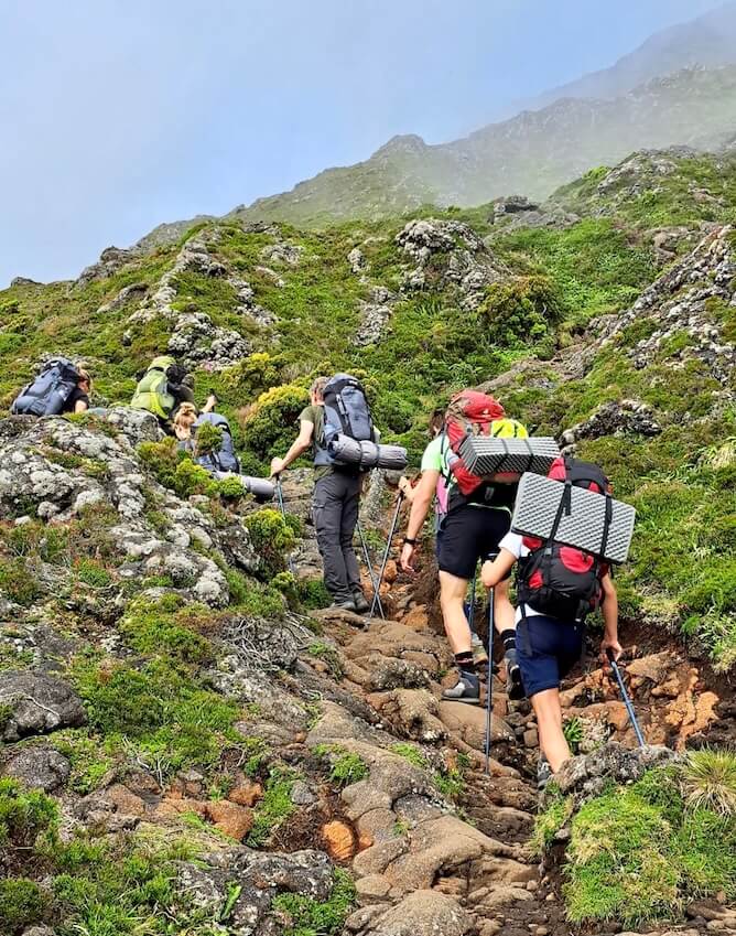 hikers going up mount pico best trails azores