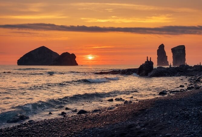 sunset mosteiros beach